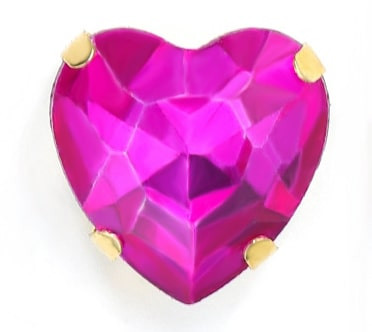 Стразы пришивные в цапах "сердце" (цвет розовый, золото, 10 мм) - 3 шт. в уп.