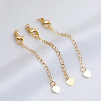 Застежка - удлинитель с подвеской сердечко для создания украшений (цвет золотой, длина 5 см)