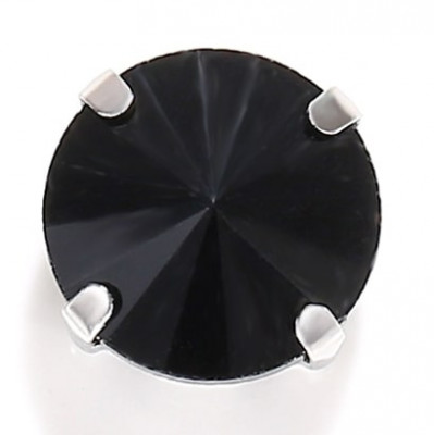 Стразы пришивные в цапах "круглые" (цвет черный, 16 мм) 